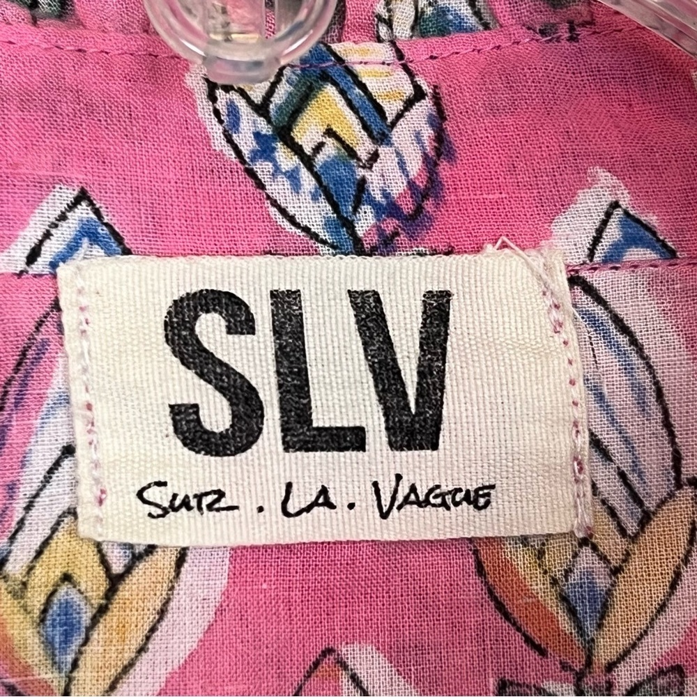 Sur La Vague Women's Pink Floral Puff Sleeve Flowy Ruffle Neck Blouse Small - Picture 6 of 12